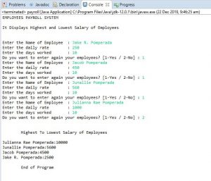 Employee’s Payroll System that Display Highest and Lowest Salary in ...