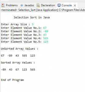 Selection Sort in Java - Free Computer Programming Source Codes To All