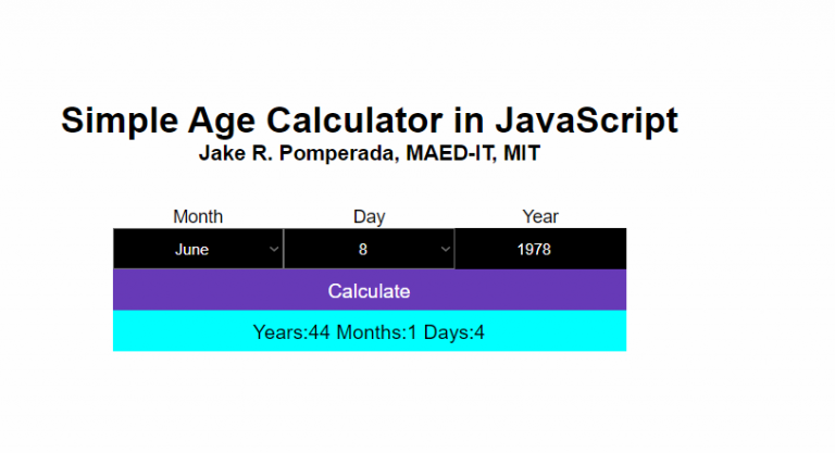 Simple Age Calculator in JavaScript - Free Computer Programming Source ...