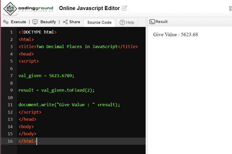 Two Decimal Places in JavaScript Free Computer Programming Source Codes To All